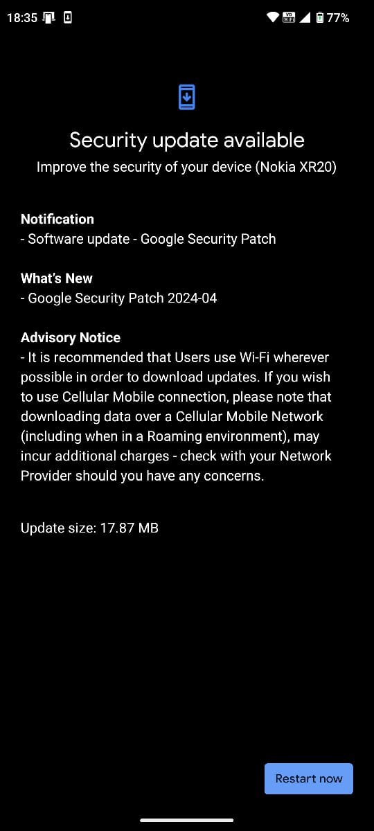 nokia xr20 5g april security update