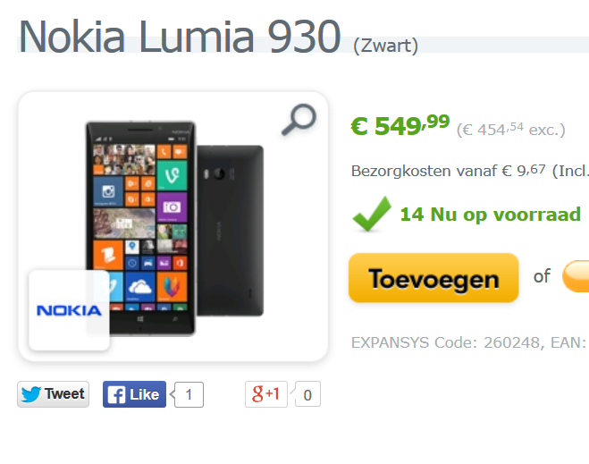 Lumia 930 available expansys