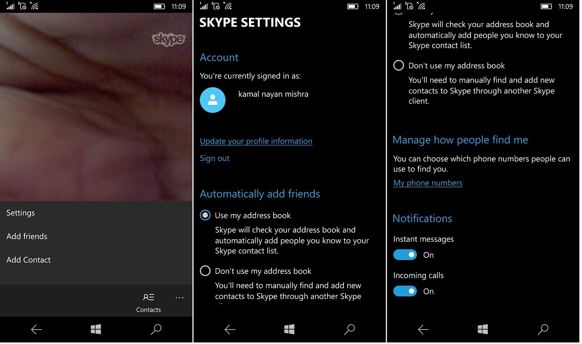 video settings for skype video call