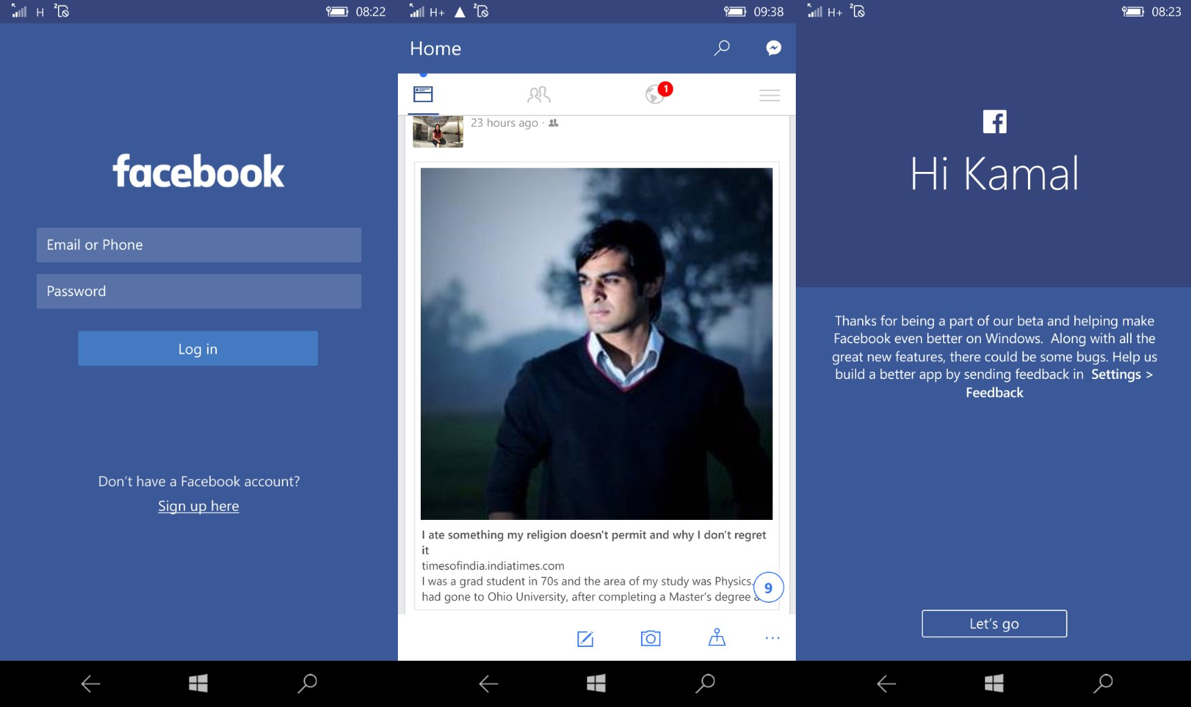 Facebook for Windows 10 Mobile is back with new UI and ...