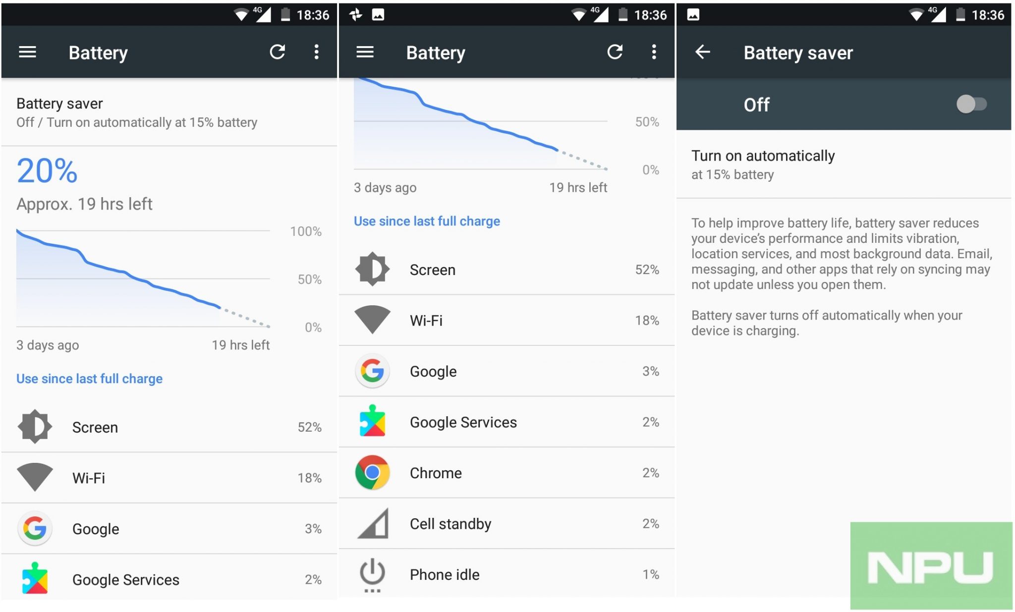 how much battery life is needed for update android