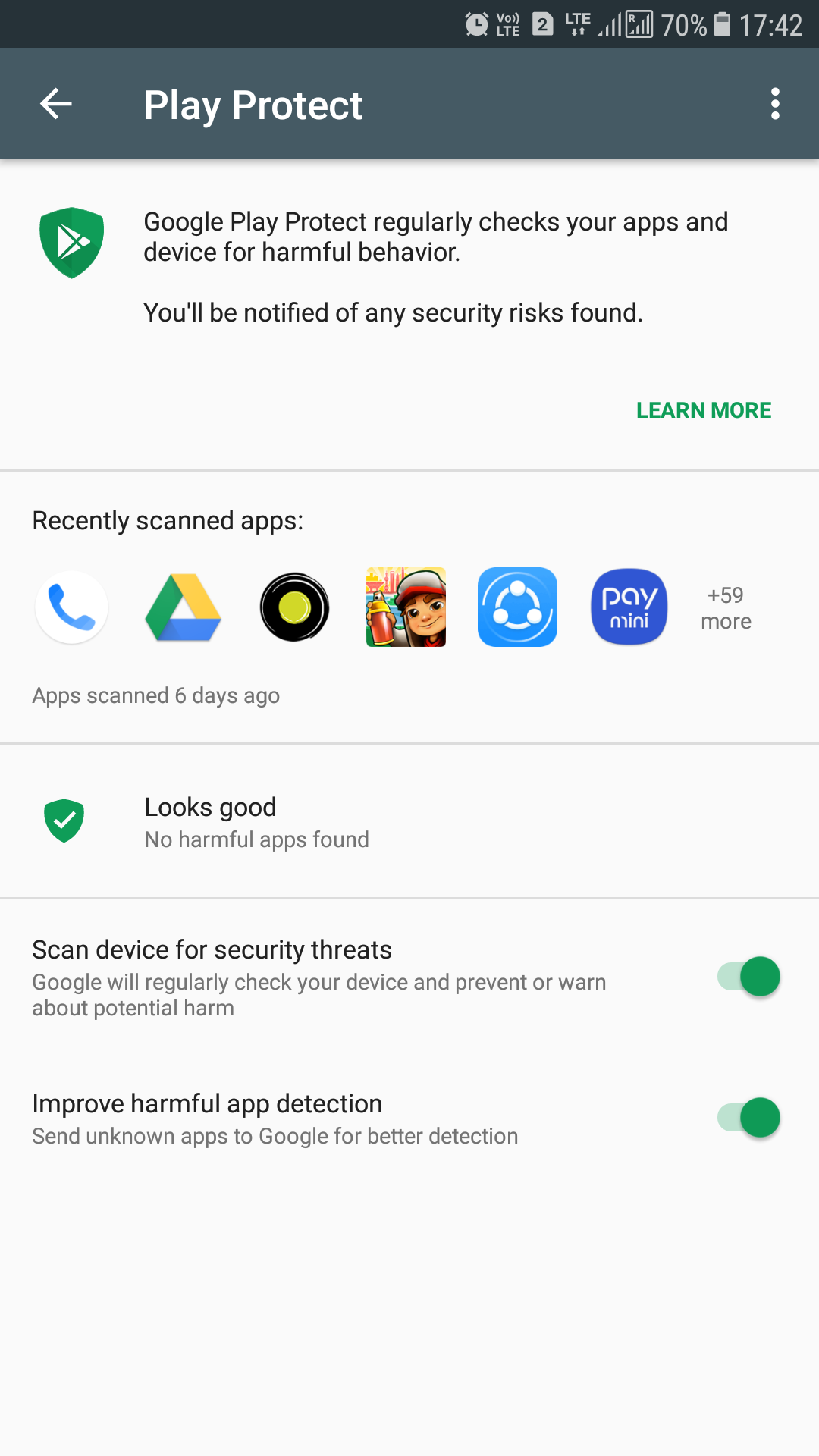 Google, Google Play Protect, New feature, About, Security status