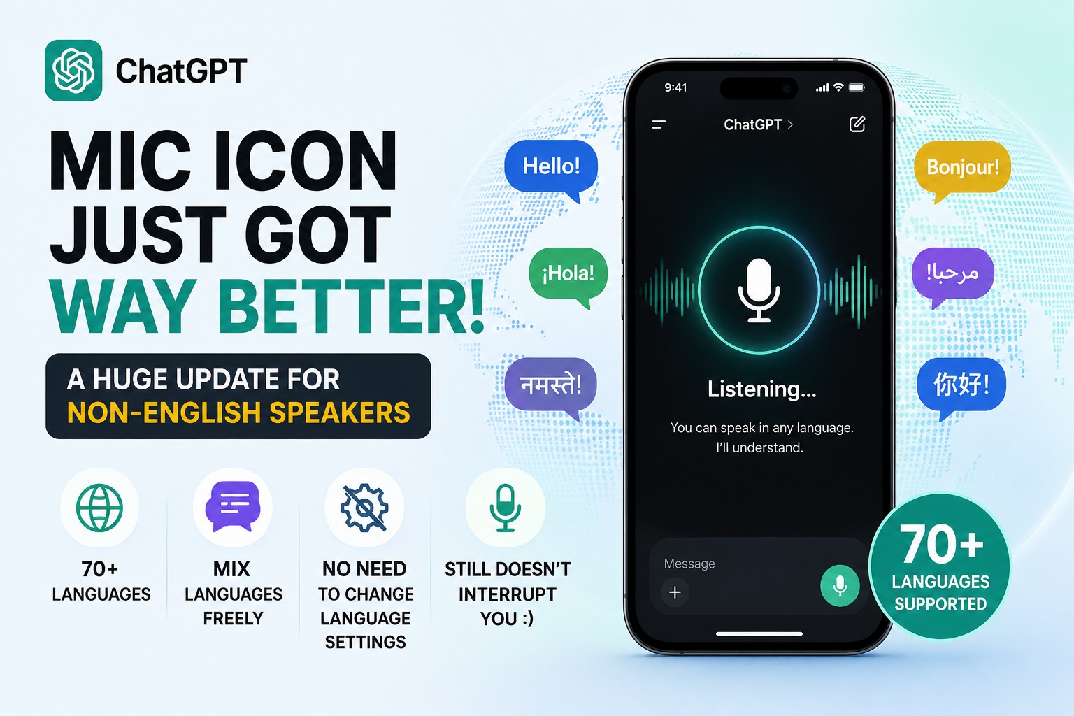 ChatGPT Expands Voice Input to 70+ Languages