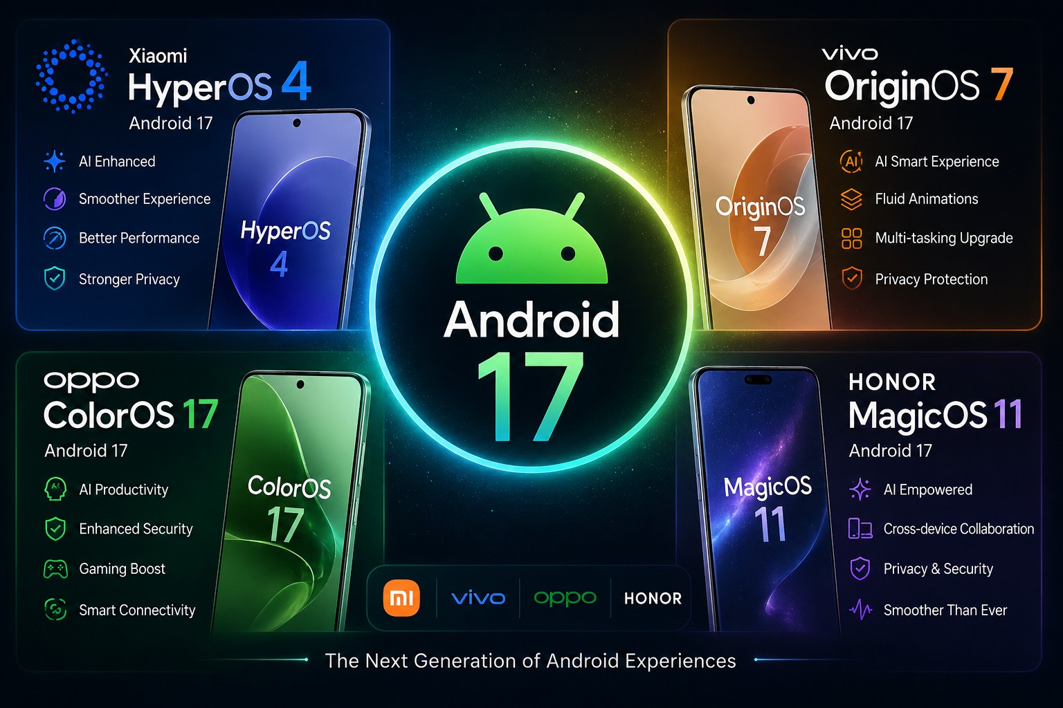 Android 17 Rollout Leak: HyperOS 4, OriginOS 7, ColorOS 17 & MagicOS 11 Could Launch From August