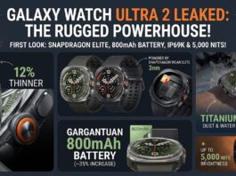 Samsung Galaxy Watch Ultra 2 Leaks in Full: Poster Renders Reveal 800mAh Battery, Snapdragon Wear Elite & IP69K Rating