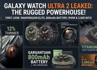 Samsung Galaxy Watch Ultra 2 Leaks in Full: Poster Renders Reveal 800mAh Battery, Snapdragon Wear Elite & IP69K Rating