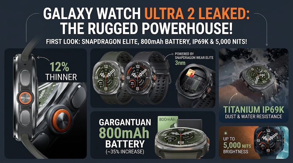 Galaxy Watch Ultra 2 Leaked: 800mAh Battery, Specs & Renders
